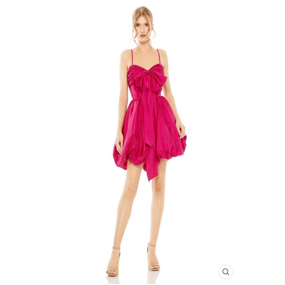 Nwt Mac Duggal 27040 Sweetheart Bubble Bow Mini Dress Petal Pink Size 4 Formal